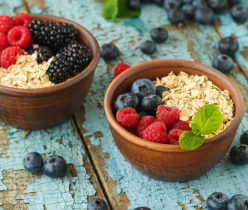 Healthy Homemade Oatmeal with Berries for Breakfast